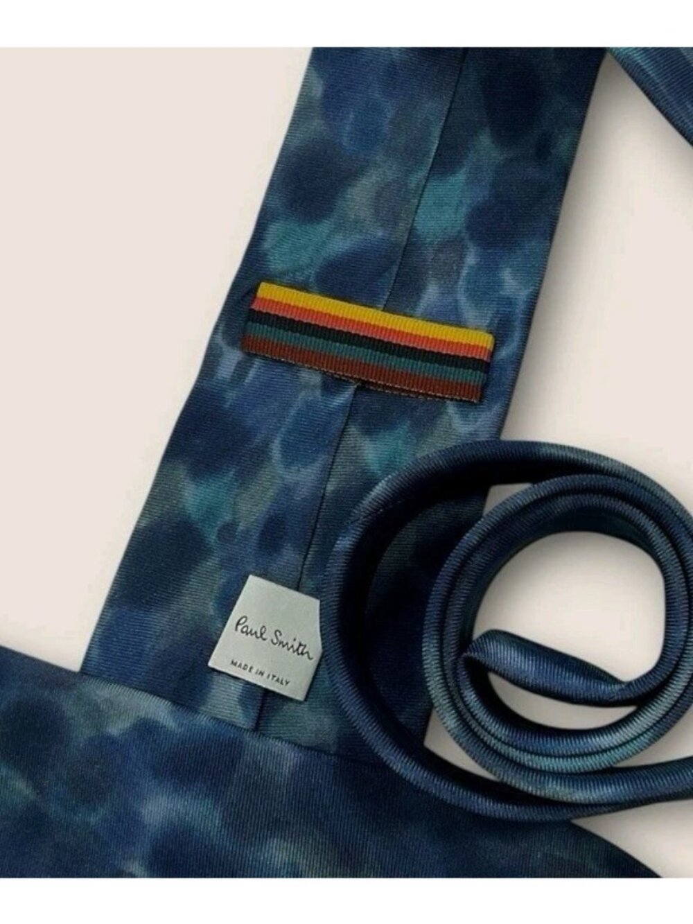 PAUL SMITH Silk Tie ITALY Blue Gray Art W:3.2" EUC - Picture 4 of 6